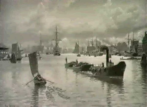 Fra Kobenhavns Havn Oil Painting by Christian Vigilius Blache