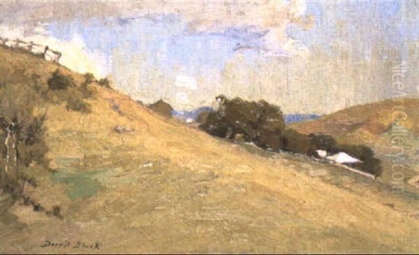 Farmhouse In A Hollow Oil Painting by Dorrit Black