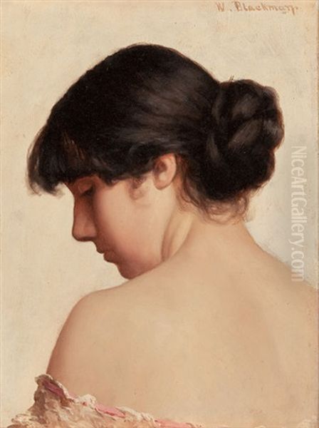 Woman With Upswept Hair Oil Painting by Walter Blackman