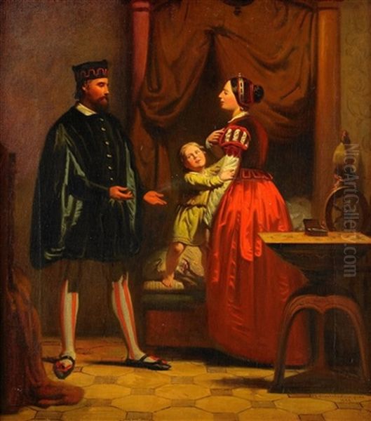 Historicerande Interior Oil Painting by Johan Zacharias Blackstadius