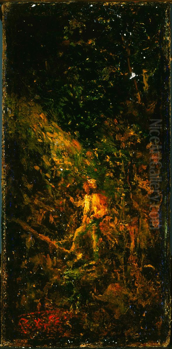 Figure In A Landscape Oil Painting by Ralph Albert Blakelock
