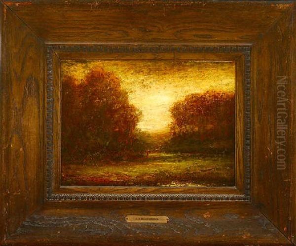 Two Figures In Tonal Wooded Landscape Oil Painting by Ralph Albert Blakelock