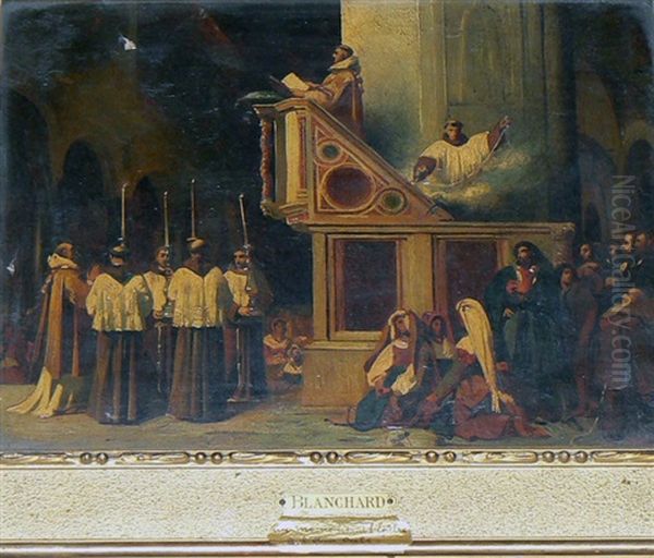 Un Moins Lisant L'epitre Oil Painting by Charles Octave Blanchard