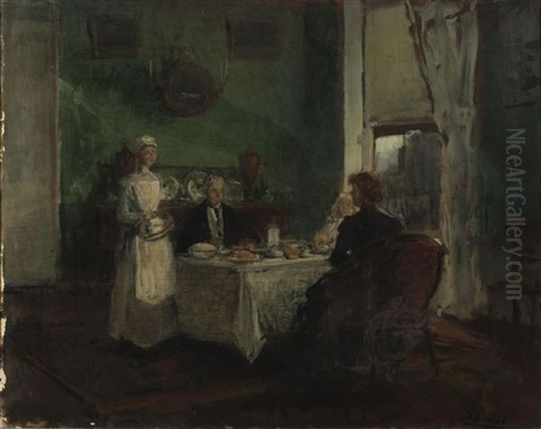 Breakfast Chez Mr Smith Oil Painting by Jacques-Emile Blanche