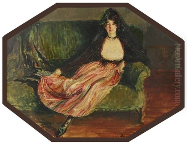 La Princesse Lucien Murat En Costume Goya Oil Painting by Jacques-Emile Blanche