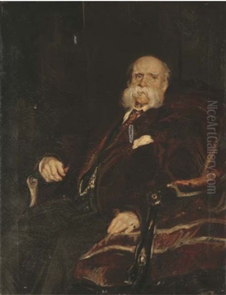 Portrait Of A Gentleman, Three-quarter Length, Seated, In A Brown Coat Oil Painting by Jacques-Emile Blanche