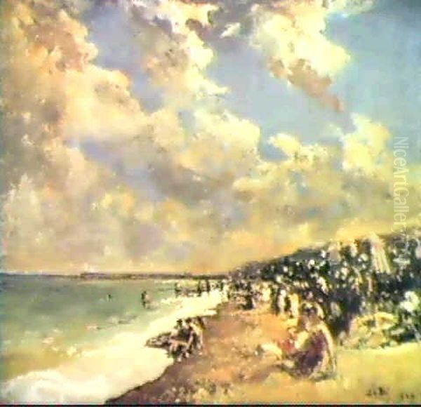 La Plage De Dieppe, Ciel D'orage Oil Painting by Jacques-Emile Blanche
