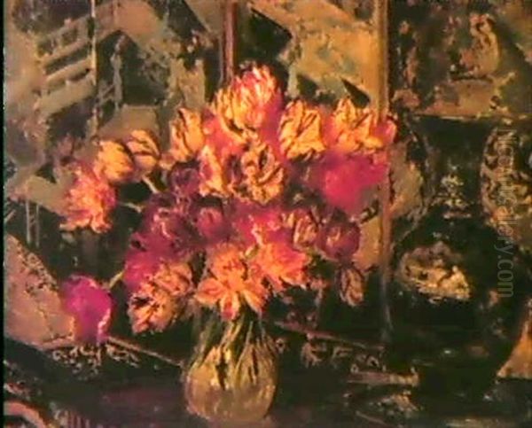 Nature Morte Aux Tulipes Oil Painting by Jacques-Emile Blanche