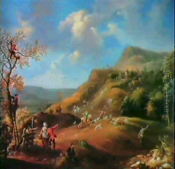 Scene De Chasse Au Cerf Oil Painting by Jacques Willem Van Blarenberghe