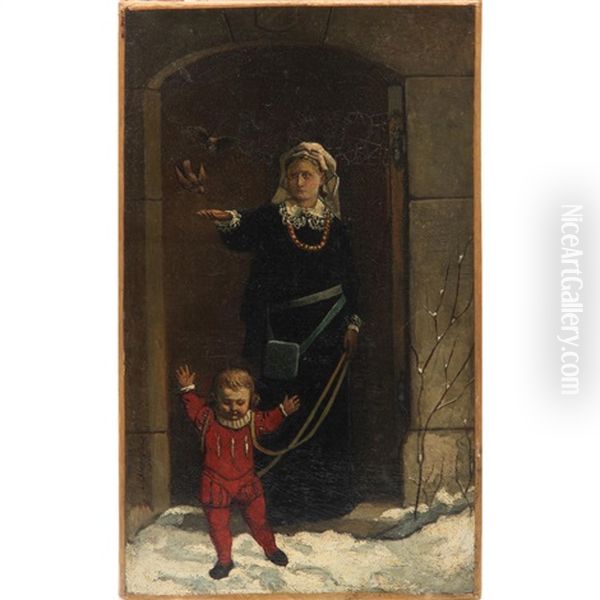 Leading Strings Oil Painting by Edwin Howland Blashfield