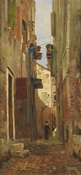Street In Italy Oil Painting by Tina Blau