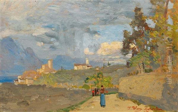 Malcesine Oil Painting by Tina Blau