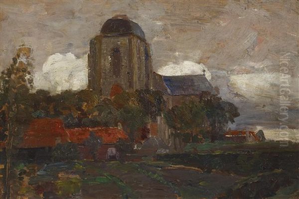 Grose Kirche In Veere Oil Painting by Tina Blau