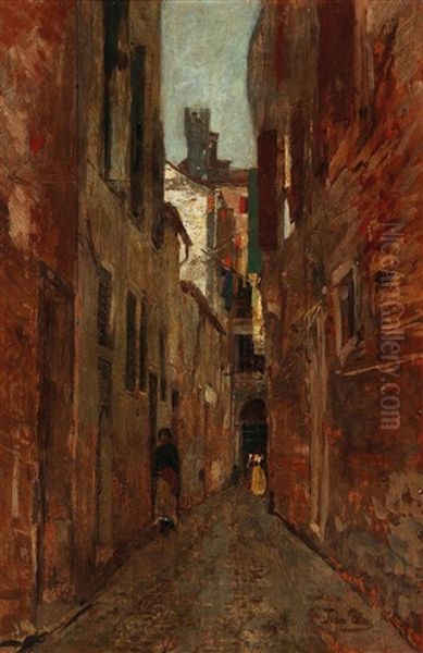 Street Scene In Venice Oil Painting by Tina Blau