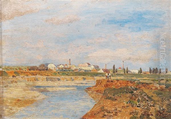 By The Wien River Oil Painting by Tina Blau