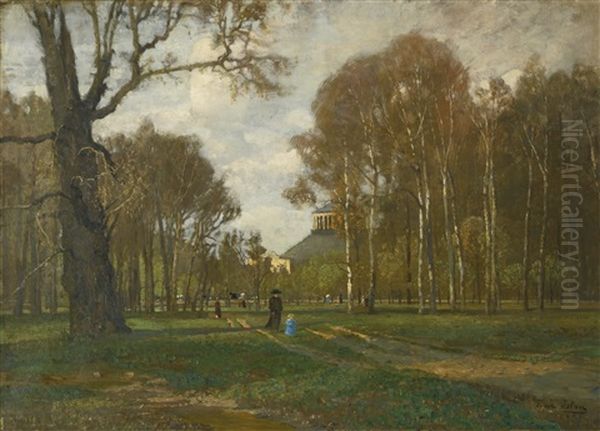 The Prater And Rotunda, Vienna Oil Painting by Tina Blau