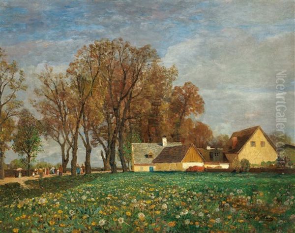 On The Schleisheimerstrase Oil Painting by Tina Blau