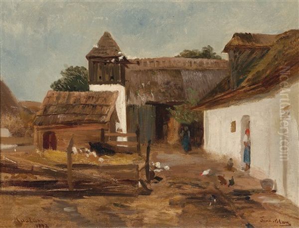 Bauernhofidylle Oil Painting by Tina Blau