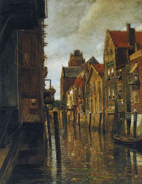 Voorstadtshaven In Dordrecht Oil Painting by Tina Blau