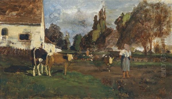 Vor Dem Bauernhaus Oil Painting by Tina Blau