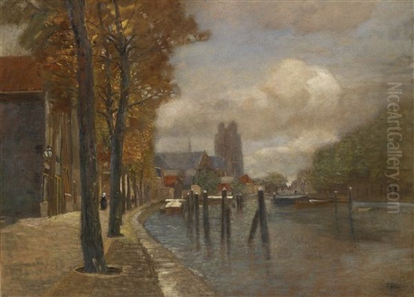 Kanal In Dordrecht Oil Painting by Tina Blau