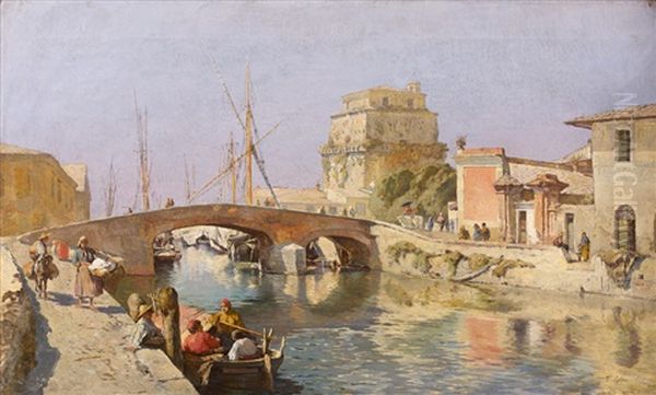 Barques A Venise Oil Painting by Tina Blau
