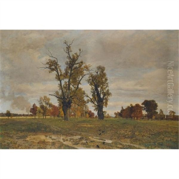 Ein Herbstlicher Nachmittag Im Prater (autumn In The Prater, Vienna) Oil Painting by Tina Blau