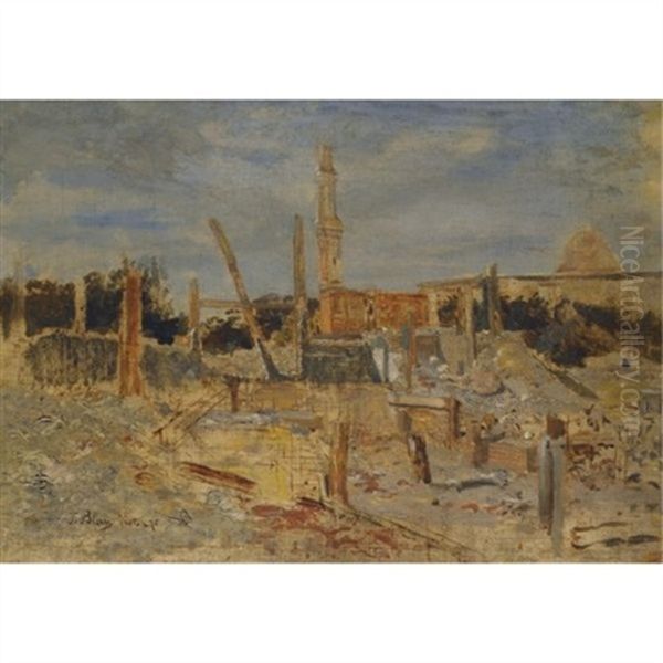 Weltausstellungsabbau (dismantling Of The World's Fair In Vienna) Oil Painting by Tina Blau