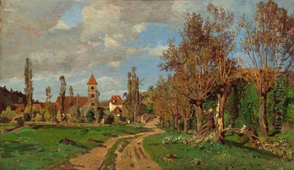 Detwang Im Taubertal Bei Rothenburg Oil Painting by Tina Blau