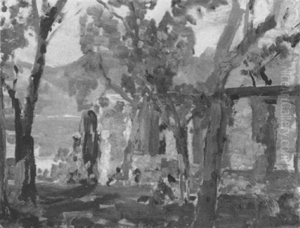 Unter Baumen Am Gardasee Oil Painting by Tina Blau