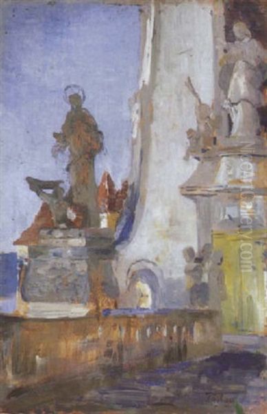 Die Grose Terasse Der Durnsteiner Kirche Oil Painting by Tina Blau