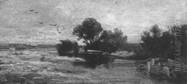 Landschaft Mit Wasserlauf Oil Painting by Tina Blau