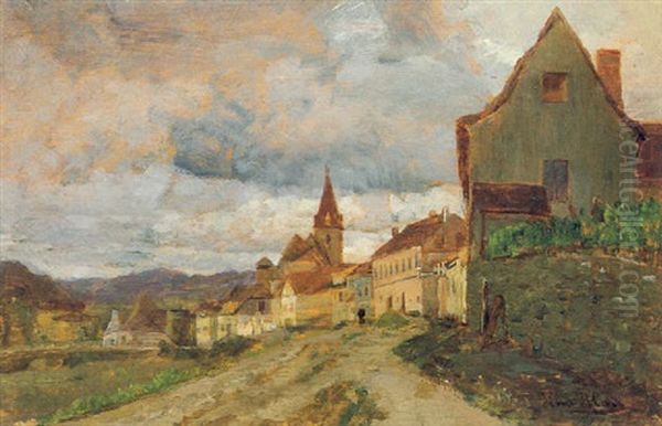 Blick Auf Weisenkirchen In Der Wachau Oil Painting by Tina Blau