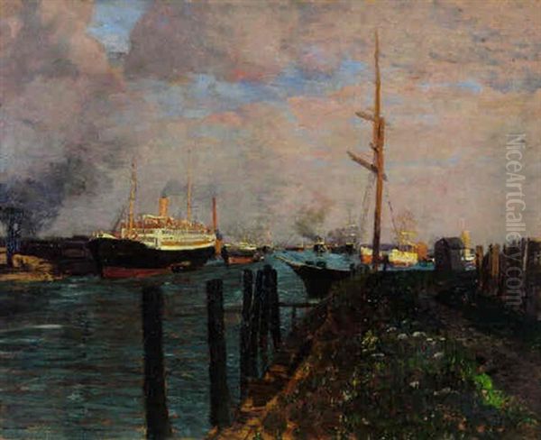 Aus Dem Hamburger Hafen Oil Painting by Tina Blau