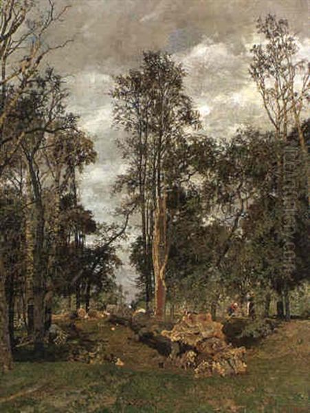 Holzschlag Im Prater Oil Painting by Tina Blau