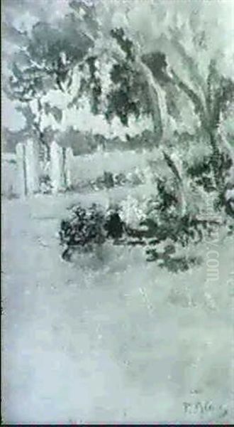 Gartenmauer In Grinzing Oil Painting by Tina Blau