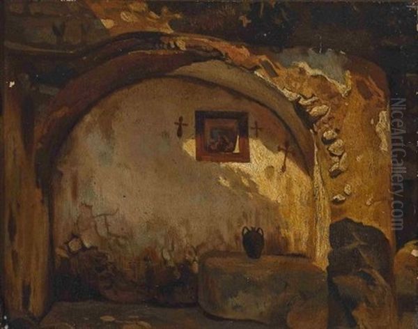 Mauernische Mit Andachtsbild Oil Painting by Carl Blechen