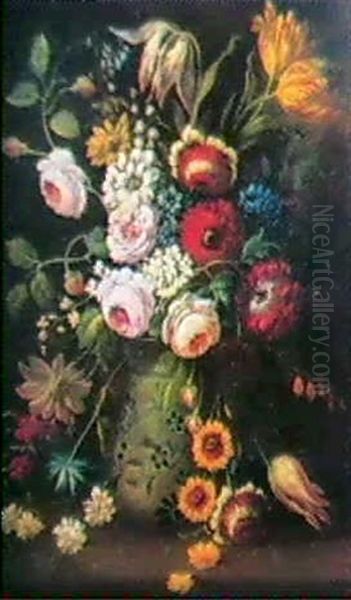Stilleben Med Blommor I Vas Oil Painting by Pieter van Bleeck