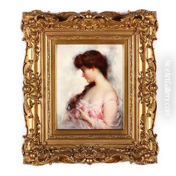 A Young Beauty Oil Painting by Carle John Blenner