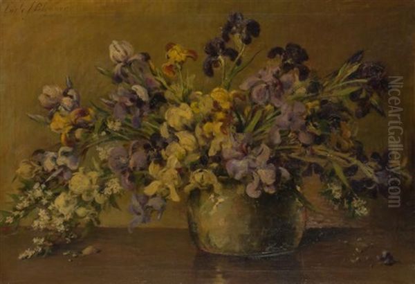Floral Still Life Oil Painting by Carle John Blenner