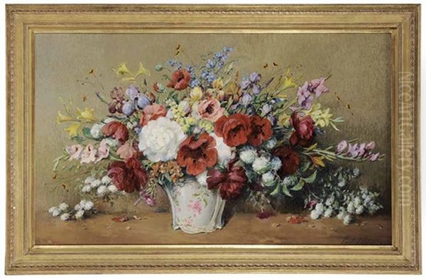 Still Life With Summer Flowers Oil Painting by Carle John Blenner