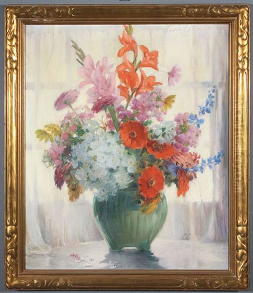 Still Life With Flowers Oil Painting by Carle John Blenner