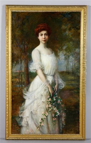 Woman With Flower Oil Painting by Carle John Blenner