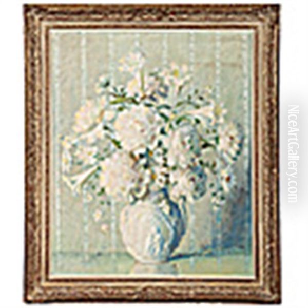 Peonies And Lilies Oil Painting by Carle John Blenner