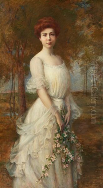 Portrait Of A Lady Oil Painting by Carle John Blenner