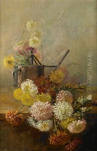 Chrysanthemums Oil Painting by Carle John Blenner
