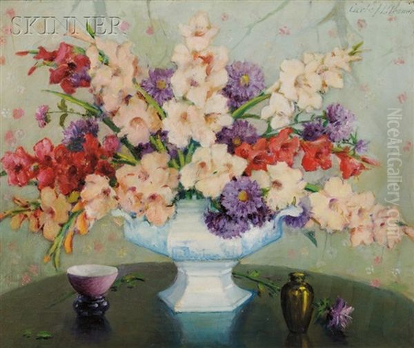 Mixed Glads And Asters Oil Painting by Carle John Blenner