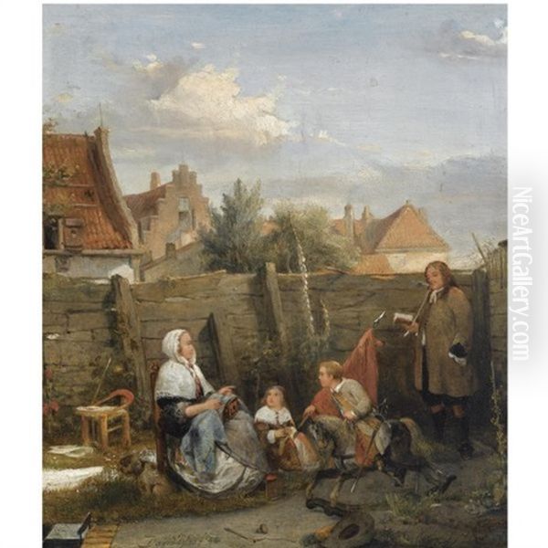 A Family Gathering On A Sunny Afternoon Oil Painting by David Bles