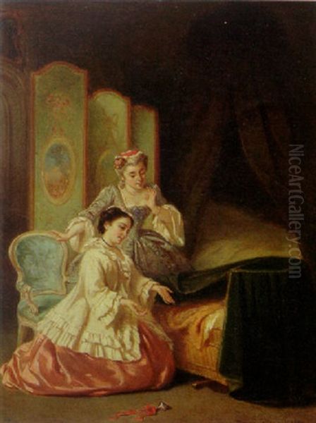 Pres Du Berceau Oil Painting by David Bles