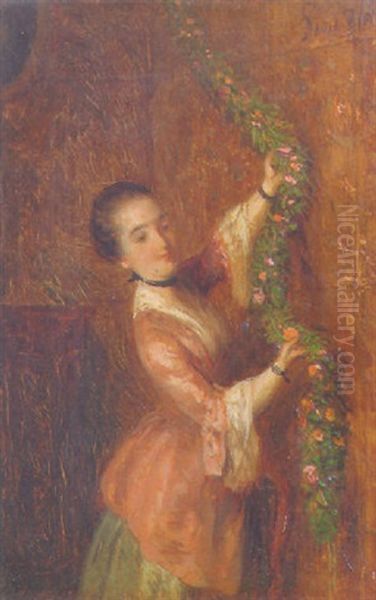 A Spring Guirlande Oil Painting by David Bles